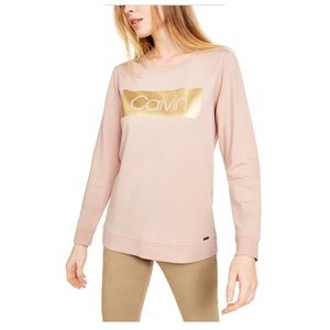 CALVIN KLEIN METALLIC LOGO SWEATER